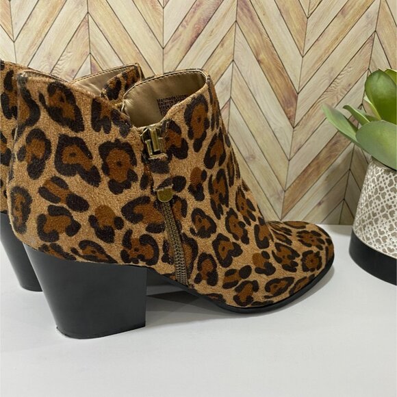 Style & Co Leopard Print Faux Suede High Heel Ankle Boots With Side Zipp Closure - Picture 6 of 13